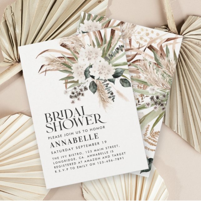 Bridal shower pampas grass modern terracotta invit invitation (Creator Uploaded)