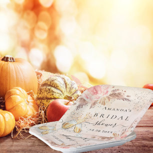 Bridal Shower pampas grass rose gold bubbly Paper Plate