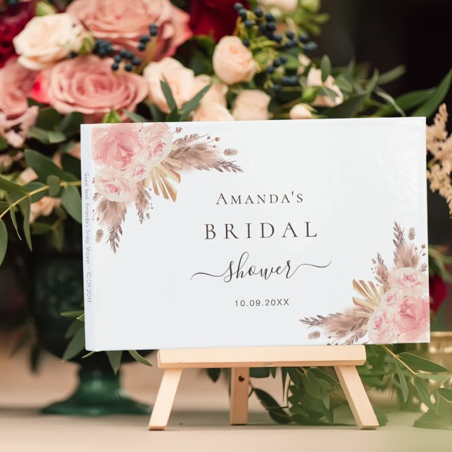 Bridal Shower pampas grass rose gold Guest Book (Creator Uploaded)