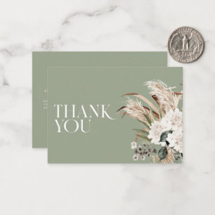 Bridal shower pampas grass sage green thank you card