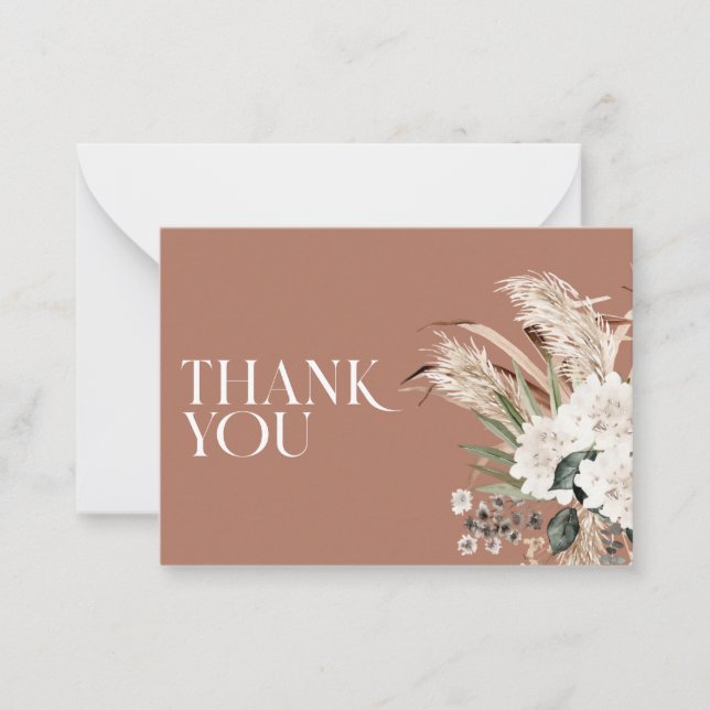 Bridal shower pampas grass terracotta thank you card (Front)