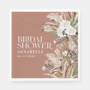 Bridal shower pampas modern elegant terracotta napkin