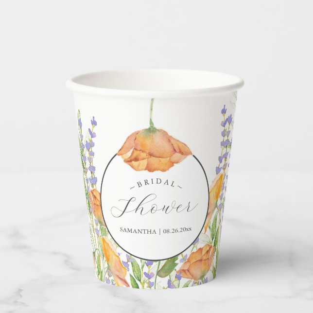 Bridal Shower Paper Cups Colourful Flowers (Front)