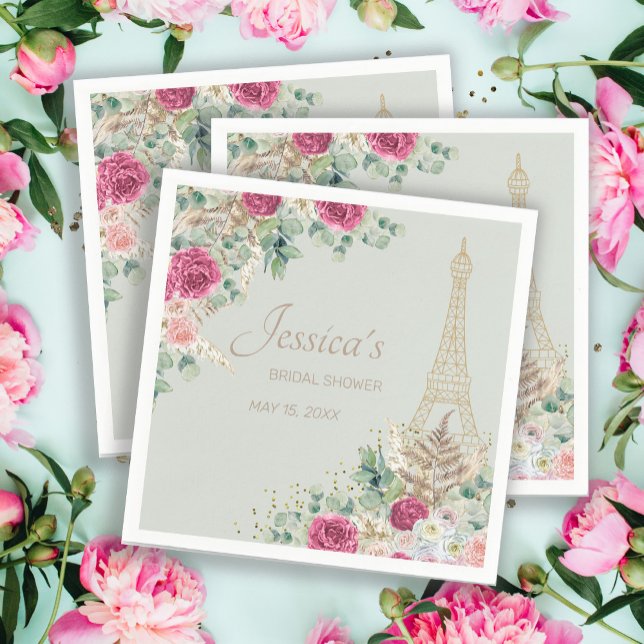 Bridal Shower Paris France Eiffel Tower Mint Green Napkin (Creator Uploaded)