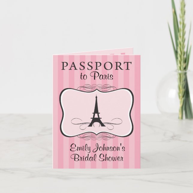 Bridal Shower Paris Passport Invitation (Front)