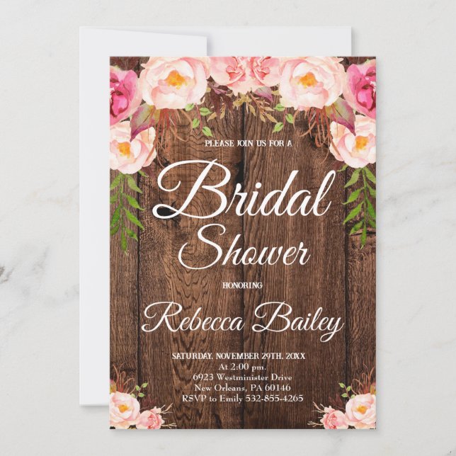 Bridal Shower Party, Floral Bridal Shower Invitation (Front)