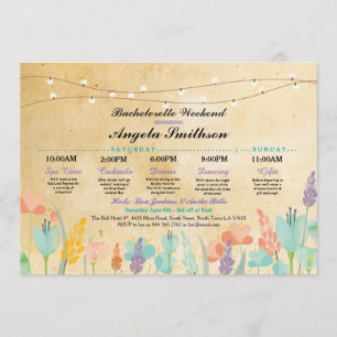 Bridal Shower Party Floral Itinerary Vintage Invitation