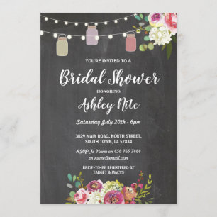 Bridal Shower Party Rustic Jars Floral Invite