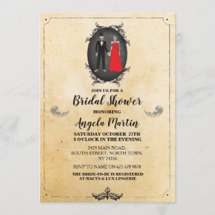 Bridal Shower Party Skull Skeletons Halloween Goth Invitation