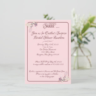 Bridal Shower, Pastel Pink Outline Invitation