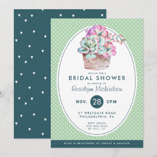BRIDAL SHOWER   Pastel Watercolor Cactus Invitation