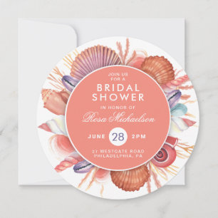 BRIDAL SHOWER   Pastel Watercolor Seashells Invitation