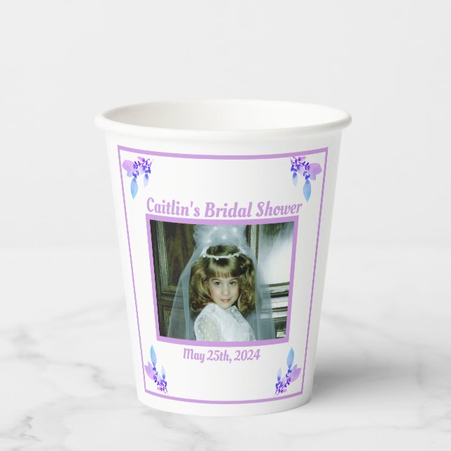 Bridal Shower Periwinkle Theme Photo Paper Cups (Front)