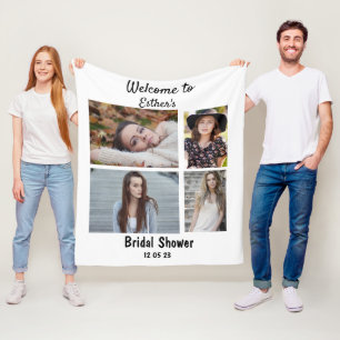 Bridal Shower Personalised 4 Photo Collage Fleece Blanket