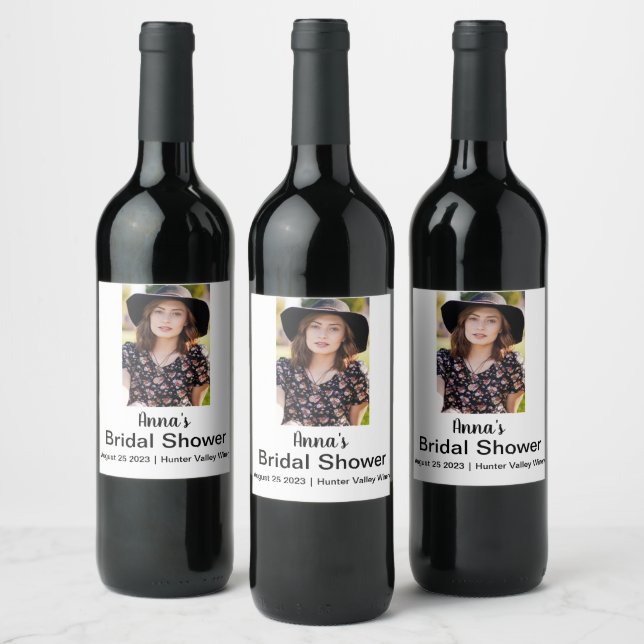 Bridal shower Personalised Name Photo Wine Label (Bottles)