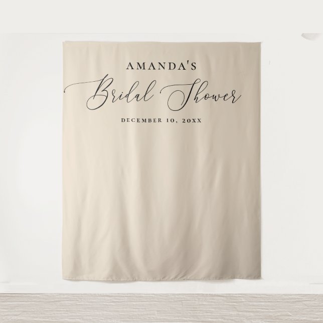 Bridal Shower Photo Backdrop | Blush Ivory Elegant Tapestry (Front)