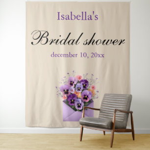 Bridal Shower Photo Backdrop Blush Ivory Elegant Tapestry