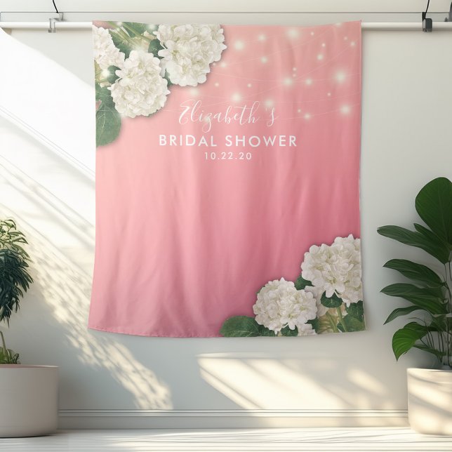 Bridal Shower Photo Backdrop Flowers String Lights Tapestry (Creator Uploaded)