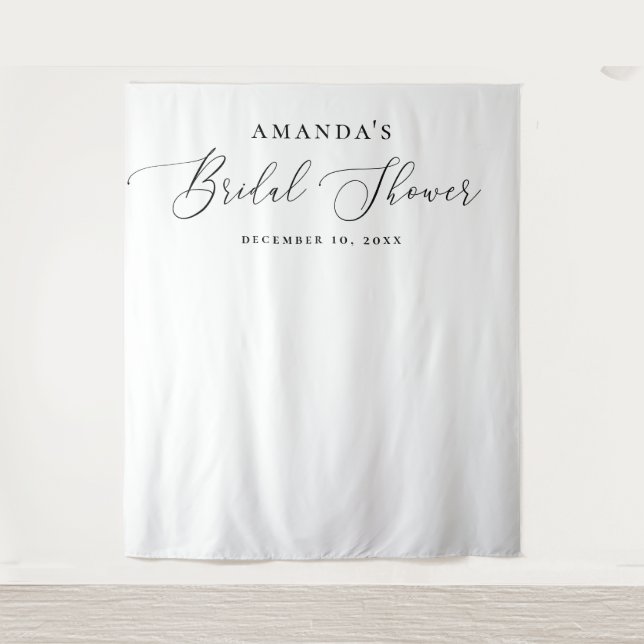 Bridal Shower Photo Backdrop | Minimalist Elegant Tapestry (Front)