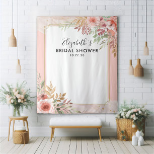 Bridal Shower Photo Backdrop Modern Elegant Flower Tapestry
