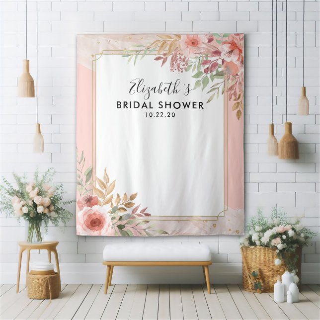 Bridal Shower Photo Backdrop Modern Elegant Flower Tapestry (Creator Uploaded)