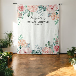 Bridal Shower Photo Backdrop Watercolor Flowers Tapestry