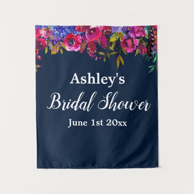 Bridal Shower Photo Booth Backdrop Botanical Prop Tapestry (Front)