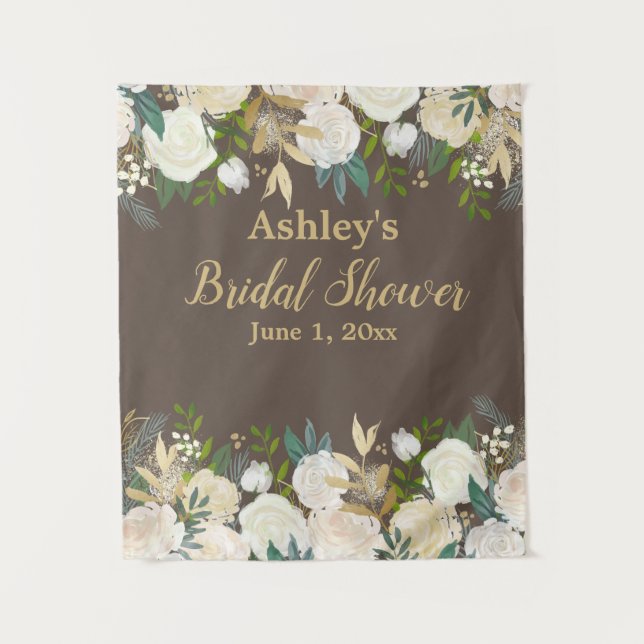 Bridal Shower Photo Booth Backdrop Bride Foliage Tapestry (Front)