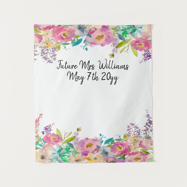 Bridal Shower Photo Booth Backdrop Future Mrs Prop Tapestry (Front)