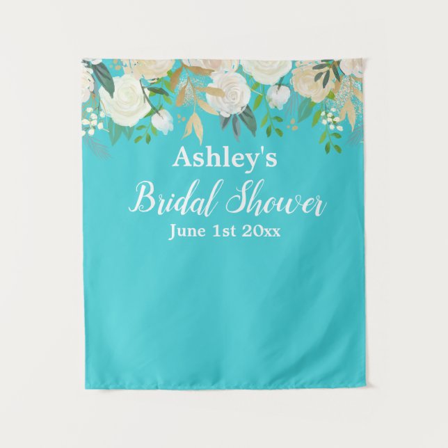 Bridal Shower Photo Booth Backdrop Photo Prop Gold Tapestry (Front)