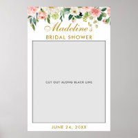 Bridal Shower Photo Booth Prop | Gold Pink Floral