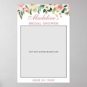 Bridal Shower Photo Booth Prop   Pink White Floral Poster