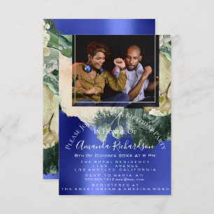 Bridal Shower Photo Maroon Floral Birthday Party Invitation