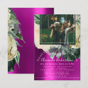 Bridal Shower Photo Pink Floral Birthday Graduati Invitation