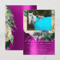 Bridal Shower Photo Pink Floral Birthday Unicorn