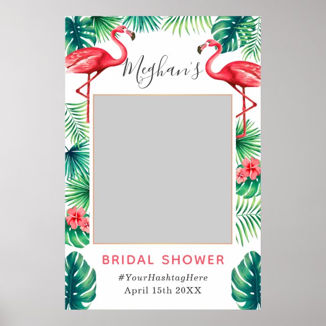 Bridal Shower Photo Prop tropical famingo Poster (Front)