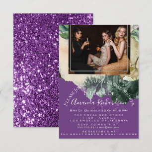 Bridal Shower Photo Purple Floral Birthday Girls Invitation