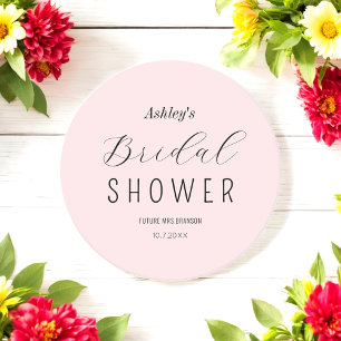 Bridal Shower Pink Black Chic Coaster