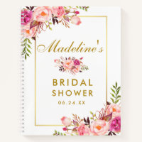 Bridal Shower Pink Blush Floral Gold Gift List