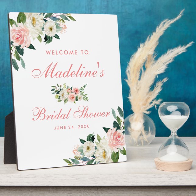 Bridal Shower Pink Blush Floral Welcome Plaque (Side)
