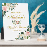 Bridal Shower Pink Blush Gold Floral Welcome Plaque<br><div class="desc">Bridal Shower Pink Blush Gold Floral Welcome Table Plaque</div>