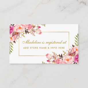 Bridal Shower Pink Blush Gold Registry Insert Card