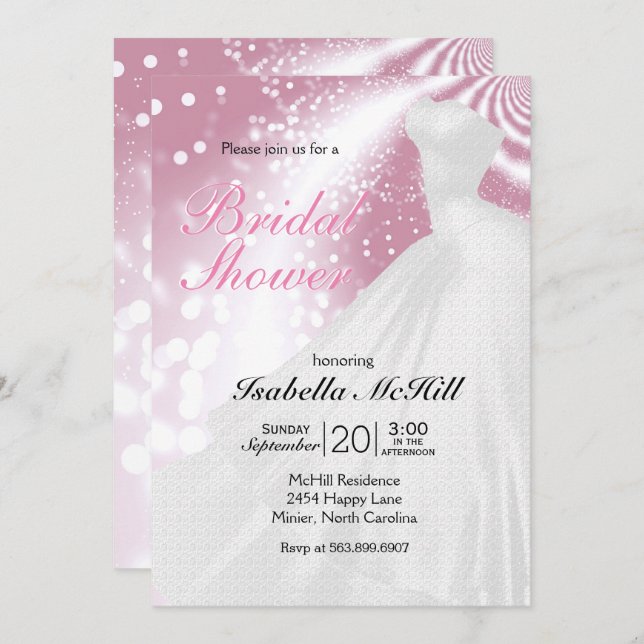 Bridal Shower - Pink Elegant Invitation (Front/Back)