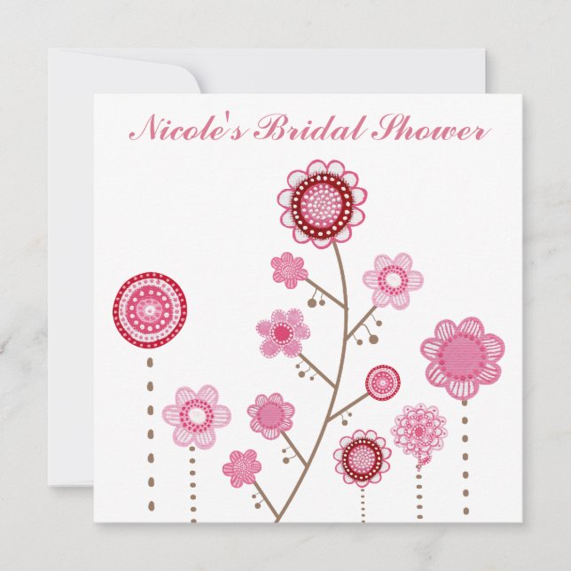 Bridal Shower Pink Floral Girly Invitation (Front)