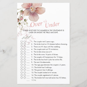 Bridal Shower Pink Floral Over or Under Game