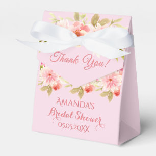 Bridal shower pink floral thank you favour box