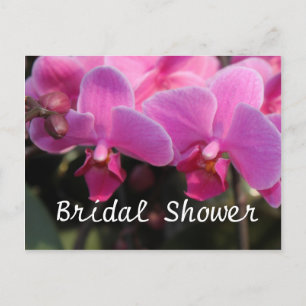 Bridal shower, pink orchid flowers invitation postcard