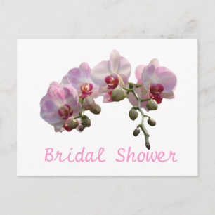 Bridal shower, pink orchid flowers invitation postcard