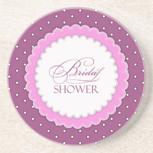 Bridal Shower Pink Purple Polka Coaster