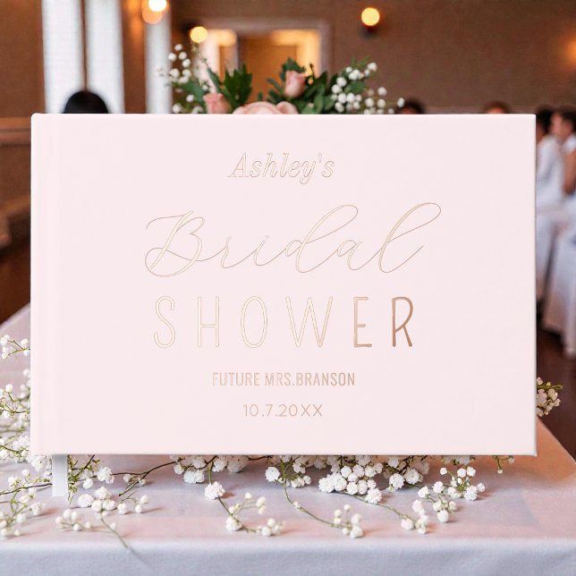 Bridal Shower Pink Rose Gold Foil Guestbook (Creator Uploaded)